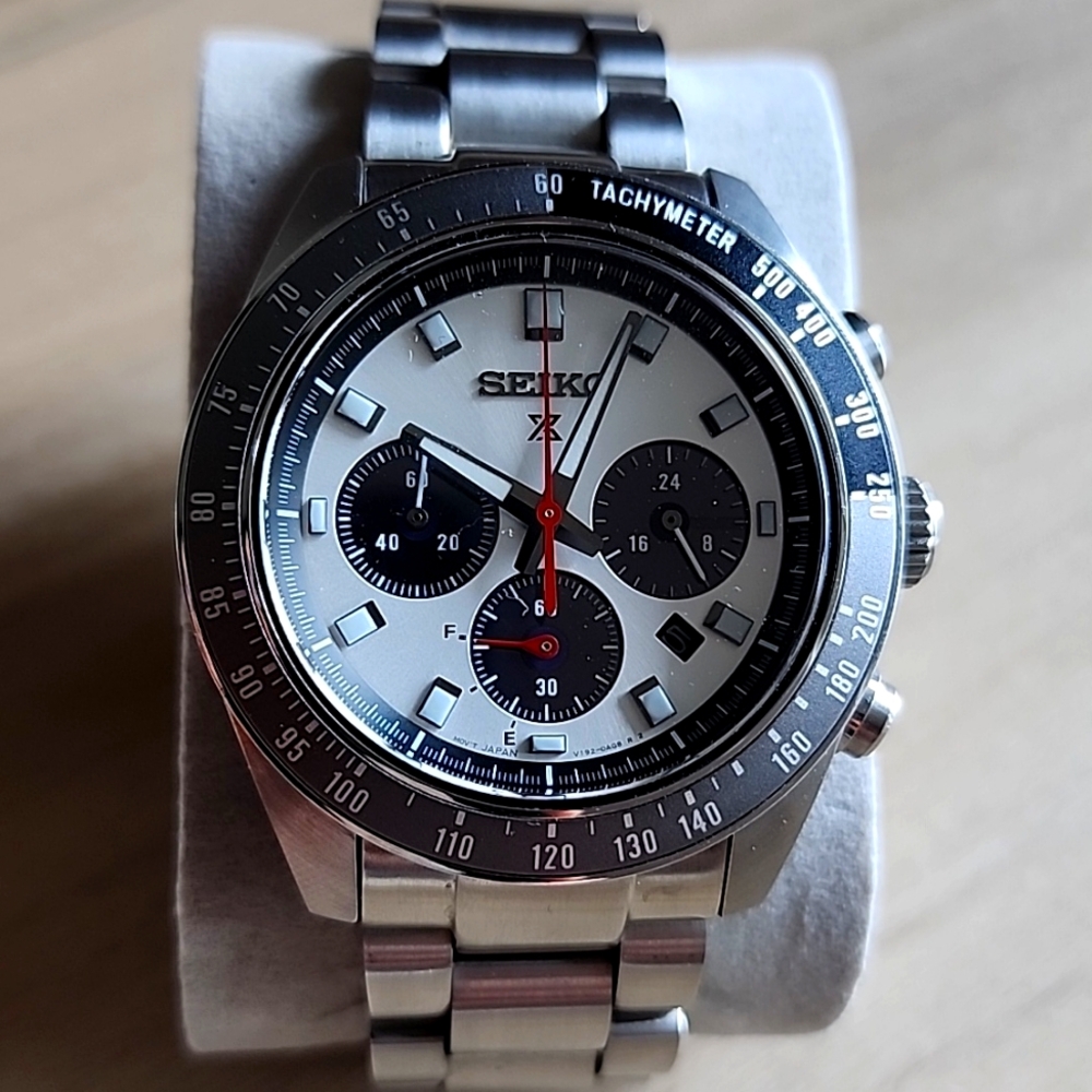 Seiko Speedtimer - silver, white and blue - 41mm